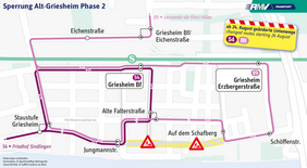 © traffiQ Umleitungsplan für die Baumaßnahme Alt-Griesheim Phase II